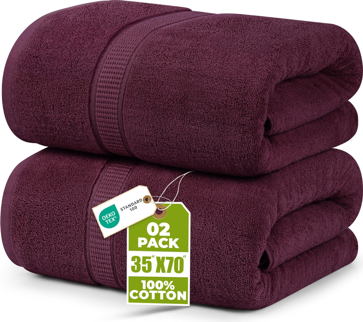 Utopia Towels Jumbo Bath Sheets, 2 Pack, 35x70 in, 600 GSM Cotton, Grey