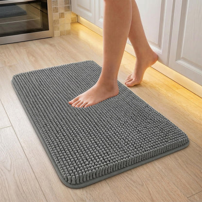 Utopia Home Bathroom Rug, Absorbent Chenille Bath Rugs, 17x24 Inch, Grey