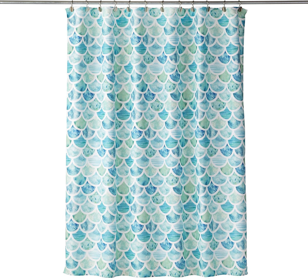SKL Home Coastal Ocean Watercolor Scales Shower Curtain, Multi