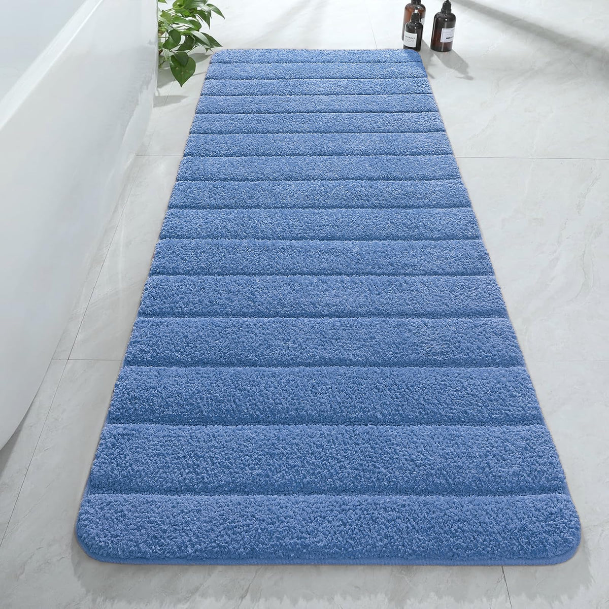AROGAN Luxury Long Bathroom Runner Rugs 24x60 Inch Bath Rug Non Slip, Black