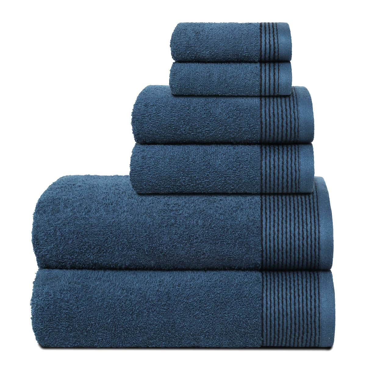 Belizzi Home 100% Cotton Ultra Soft 6 Pack Towel Set, Contains 2 Bath Towels 28x55 inchs, 2 Hand Towels 16x24 inchs & 2 Washcloths 12x12 inchs, Compact Lightweight & Highly Absorbant - Black