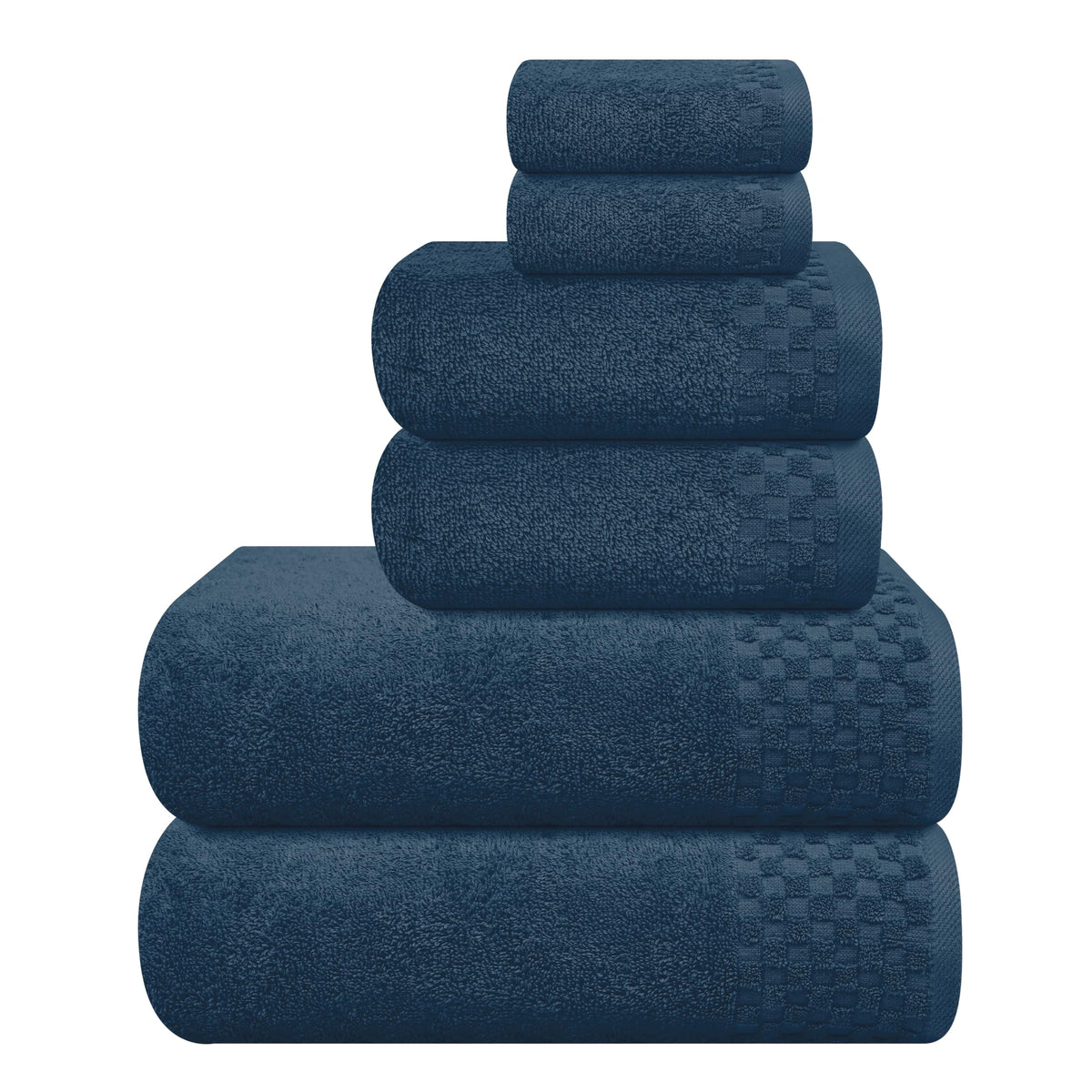 MyOwn Premium Cotton 6 Pack Towel Set for Bathroom, Contains 2 Bath Towels 28x55 inch, 2 Hand Towels 16x24 inch & 2 Wash Coths 12x12 inch, Ideal Everyday use, Compact & Lightweight - Black