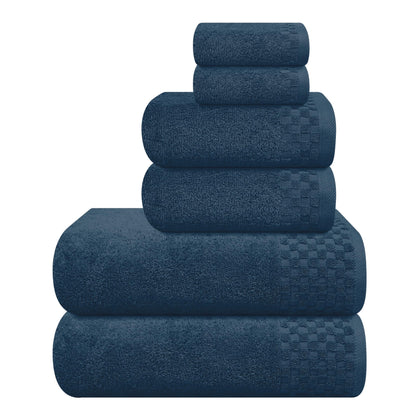 MyOwn Premium Cotton 6 Pack Towel Set for Bathroom, Contains 2 Bath Towels 28x55 inch, 2 Hand Towels 16x24 inch & 2 Wash Coths 12x12 inch, Ideal Everyday use, Compact & Lightweight - Black