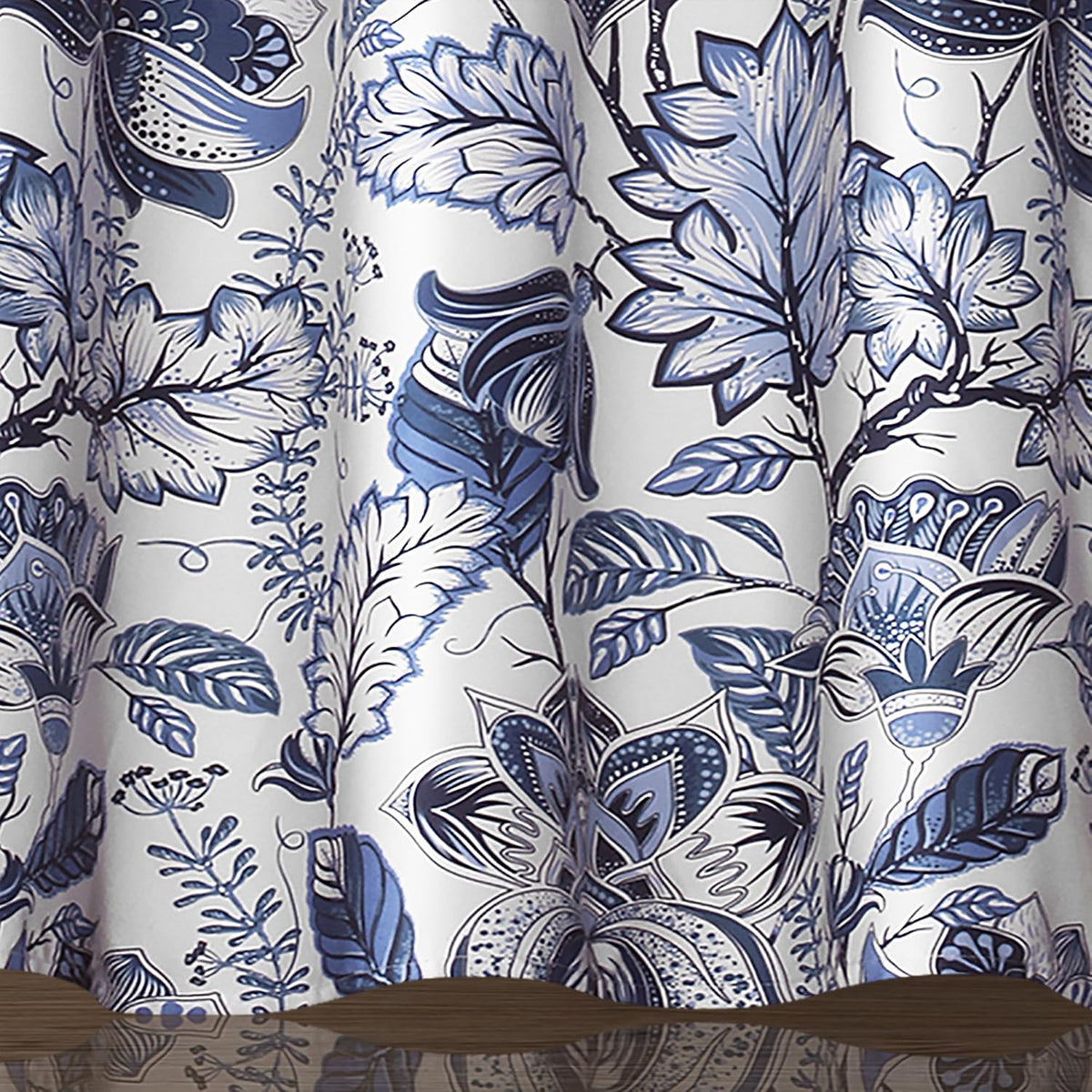 Lush Decor, Blue Cynthia Jacobean Shower Curtain-Fabric Floral Print Design,72 x 72