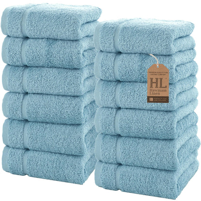 Hawmam Linen Cream 6 Piece Bath Towels Set for Bathroom Original Turkish Cotton Soft, Absorbent and Premium 2 Bath Towels, 2 Hand Towels, 2 Washcloths (Sea Salt)