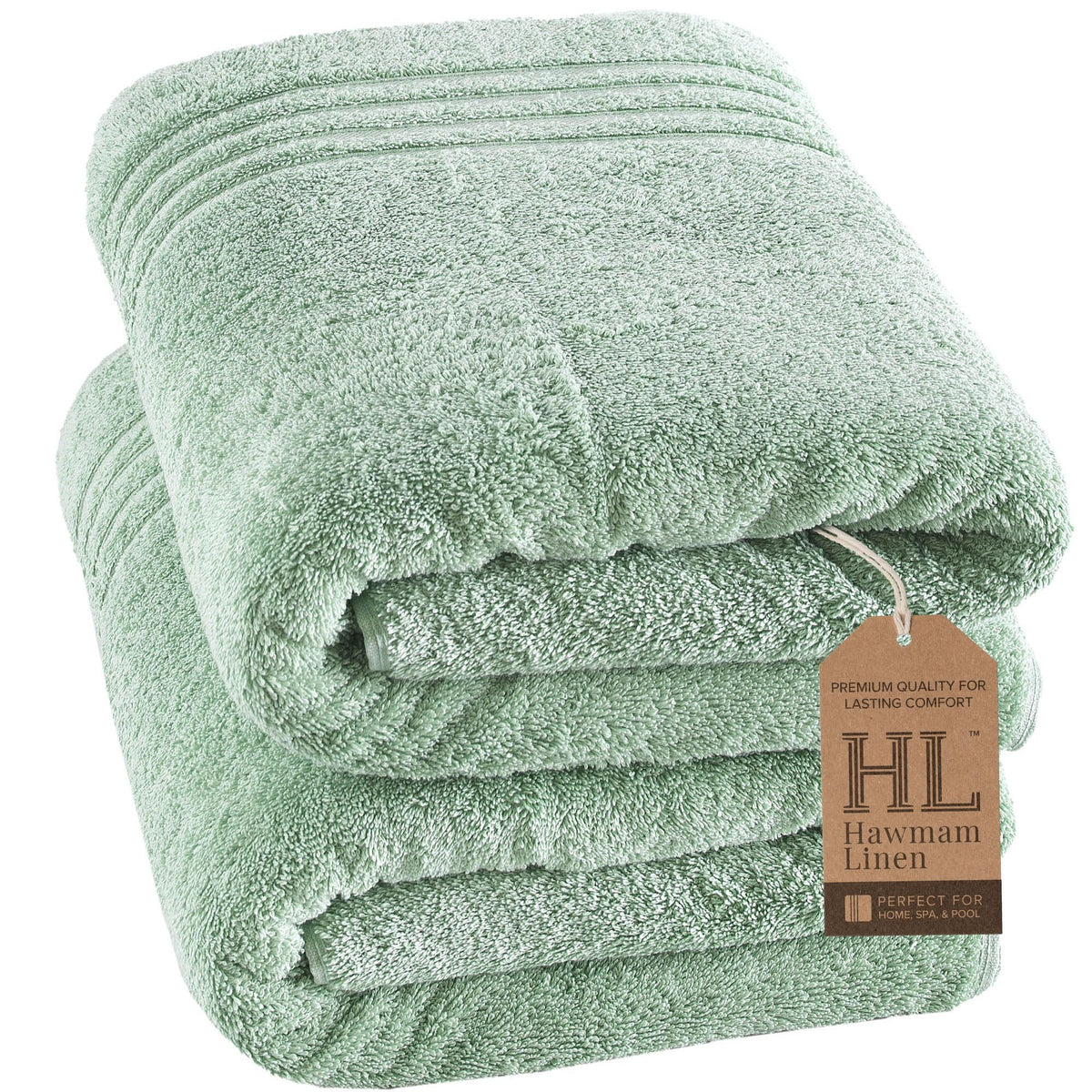 Hawmam Linen Cream 6 Piece Bath Towels Set for Bathroom Original Turkish Cotton Soft, Absorbent and Premium 2 Bath Towels, 2 Hand Towels, 2 Washcloths (Sea Salt)
