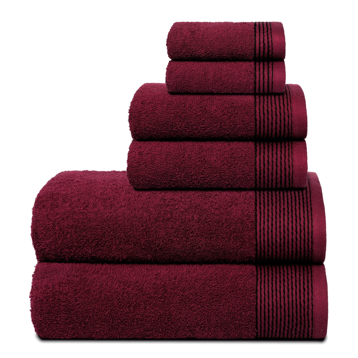 Belizzi Home 100% Cotton Ultra Soft 6 Pack Towel Set, Contains 2 Bath Towels 28x55 inchs, 2 Hand Towels 16x24 inchs & 2 Washcloths 12x12 inchs, Compact Lightweight & Highly Absorbant - Black