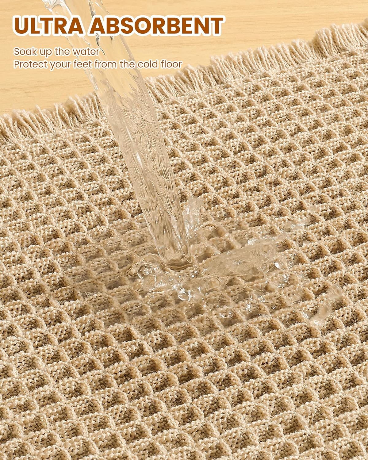 Smiry Waffle Bathroom Rugs Sets 2 Piece (30x20+24x16, Brown)