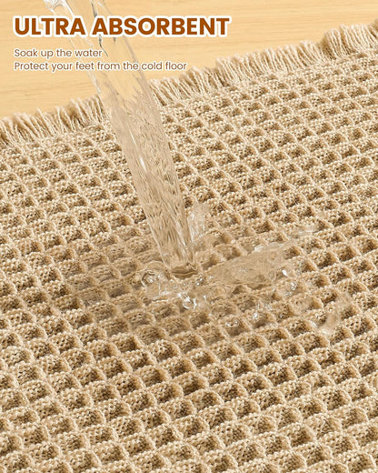 Smiry Waffle Bathroom Rugs Sets 2 Piece (30x20+24x16, Brown)