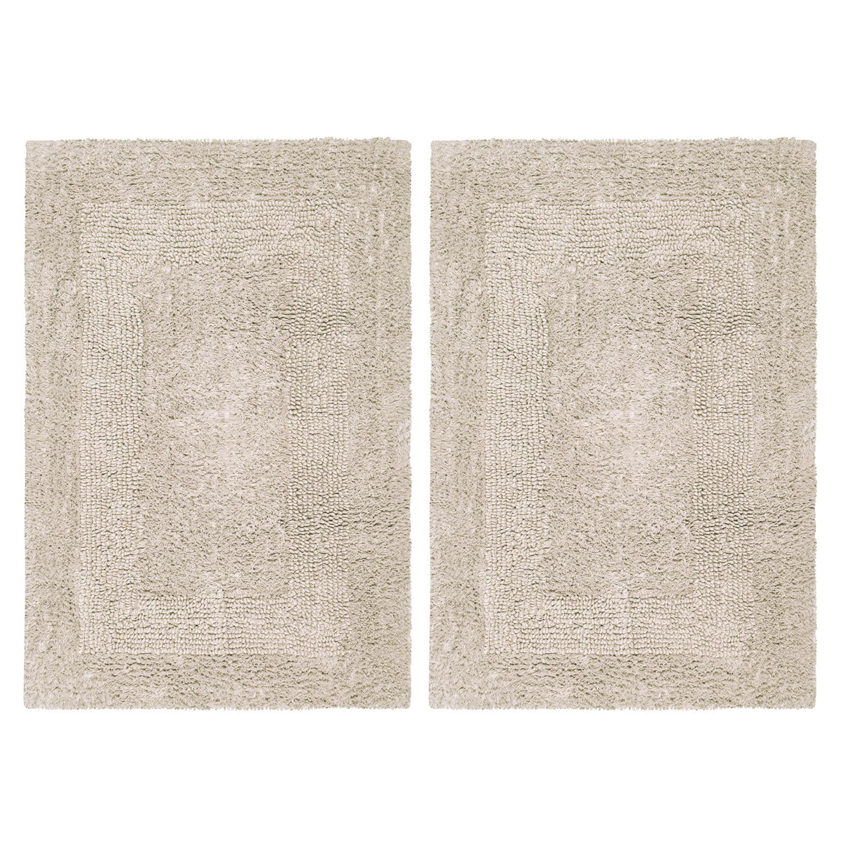 COTTON CRAFT 2 Pack Reversible Bath Mat Rug - Soft Luxurious -17x24- Ivory