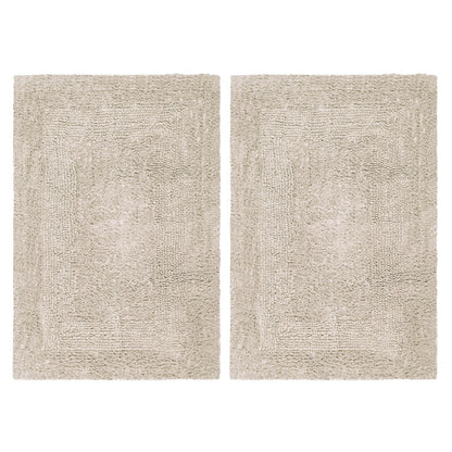 COTTON CRAFT 2 Pack Reversible Bath Mat Rug - Soft Luxurious -17x24- Ivory