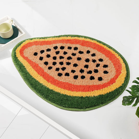 FROZZUR Bath Mat Papaya Non Slip Cute Fun for Bathroom Fruit Bath Mat Luxury Absorbent Shower Rug Washable