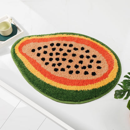 FROZZUR Bath Mat Papaya Non Slip Cute Fun for Bathroom Fruit Bath Mat Luxury Absorbent Shower Rug Washable