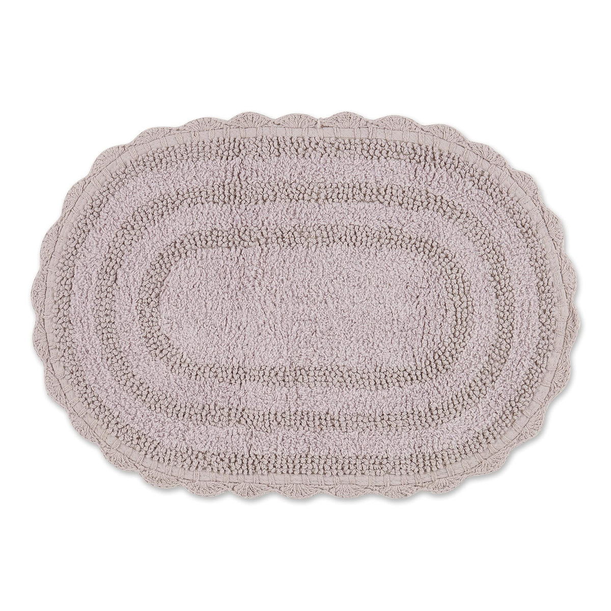 DII Crochet Collection Reversible Bath Mat, Small Oval, 17x24, Dark Green