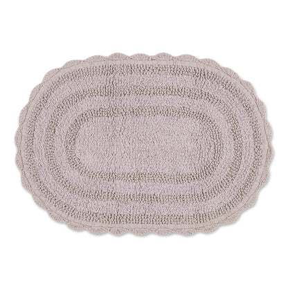 DII Crochet Collection Reversible Bath Mat, Small Oval, 17x24, Dark Green