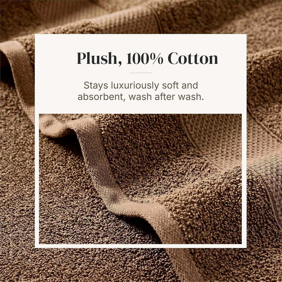 Modern Threads 6 Piece Bath Towel Set – Bathroom Towel Set with 2 Bath Towels, 2 Hand Towels & 2 Washcloths – 100% Cotton, Soft & Absorbent – Wide Stripe (Gold)