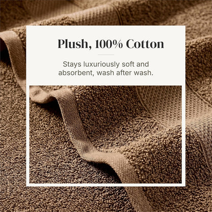 Modern Threads 6 Piece Bath Towel Set – Bathroom Towel Set with 2 Bath Towels, 2 Hand Towels & 2 Washcloths – 100% Cotton, Soft & Absorbent – Wide Stripe (Gold)