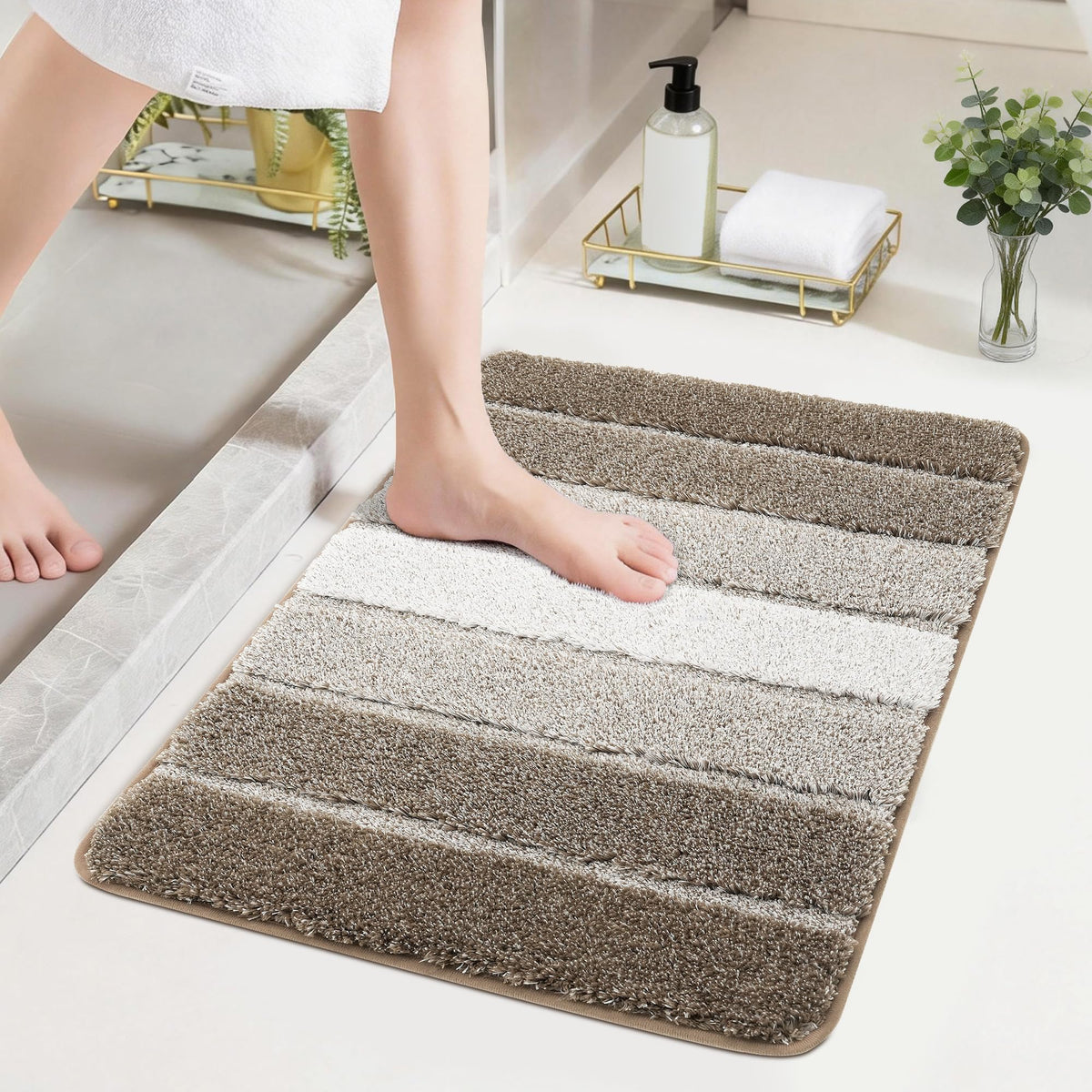 COSY HOMEER Bathroom Rugs 24x17,Ultra Soft Absorbent Bath Mat,Grey