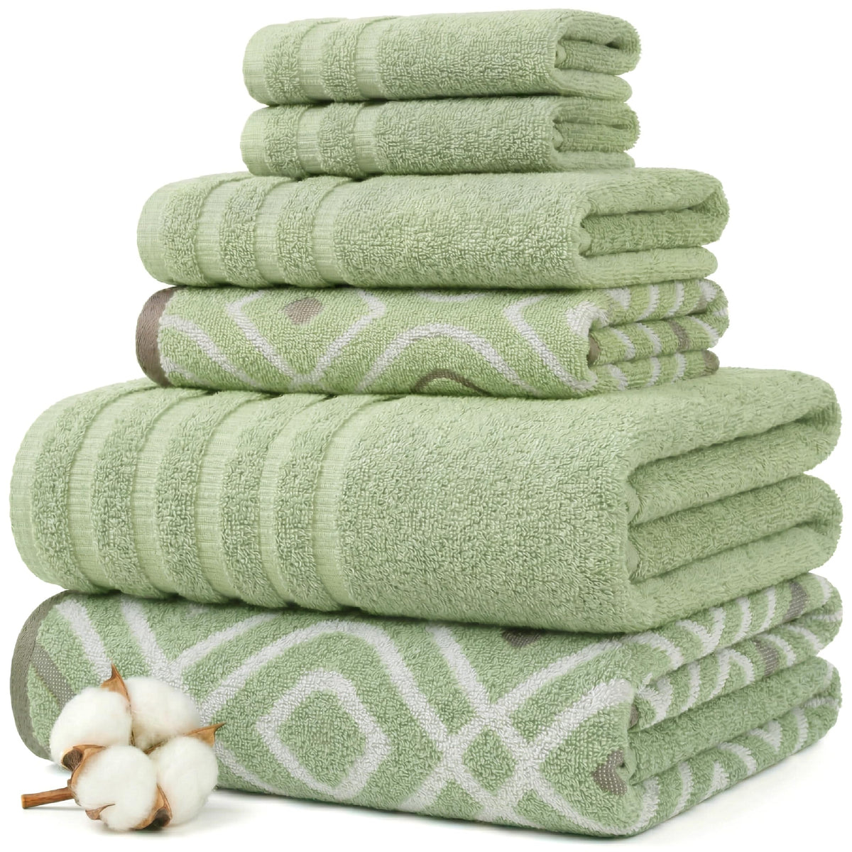 Modern Threads 6 Piece Bath Towel Set – Bathroom Set with 2 Bath Towels, 2 Hand Towels, and 2 Wash Cloths – 100% Cotton, Super Absorbent & Extra Soft – Reversible Floral Trail (Navy)