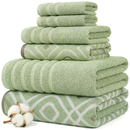 Modern Threads 6 Piece Bath Towel Set – Bathroom Set with 2 Bath Towels, 2 Hand Towels, and 2 Wash Cloths – 100% Cotton, Super Absorbent & Extra Soft – Reversible Floral Trail (Navy)