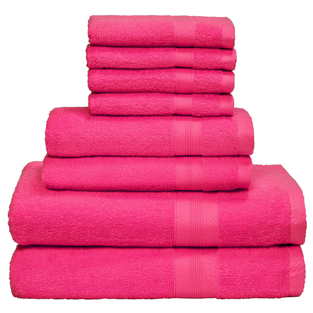 BOUTIQUO Navy Blue Towel Set - 8 Piece Bathroom Towel Set - 100% Ring Spun Cotton, 2 Bath Towel 27x54, 2 Hand Towel 16x28, 4 Washcloth 13x13 - Ultra Soft Highly Absorbent
