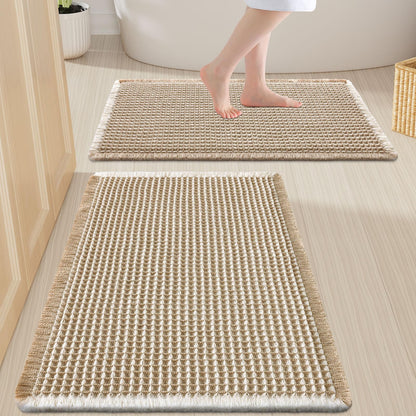 Smiry Waffle Bathroom Rugs Sets 2 Piece (30x20+24x16, Brown)