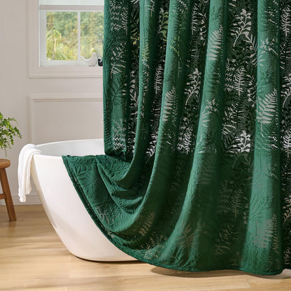 Olive Green Shower Curtain Lace Tropical Plant Textured Shower Curtain Sheer Farmhouse Fabric Shower Curtains for Bathroom 72 x 72