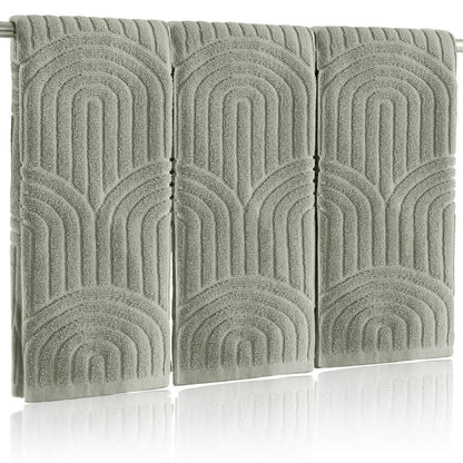 Boho 100% Cotton Towels - 3 Pcs 16 x 26 inches Hand Towels Set Ultra Soft and Highly Absorbent for Bathroom or Kitchen, Hotels, Spa