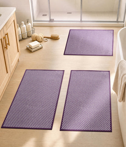 YIHOUSE Black Bathroom Rugs Sets 2 Pieces,Thin Bath Mat Quick Dry