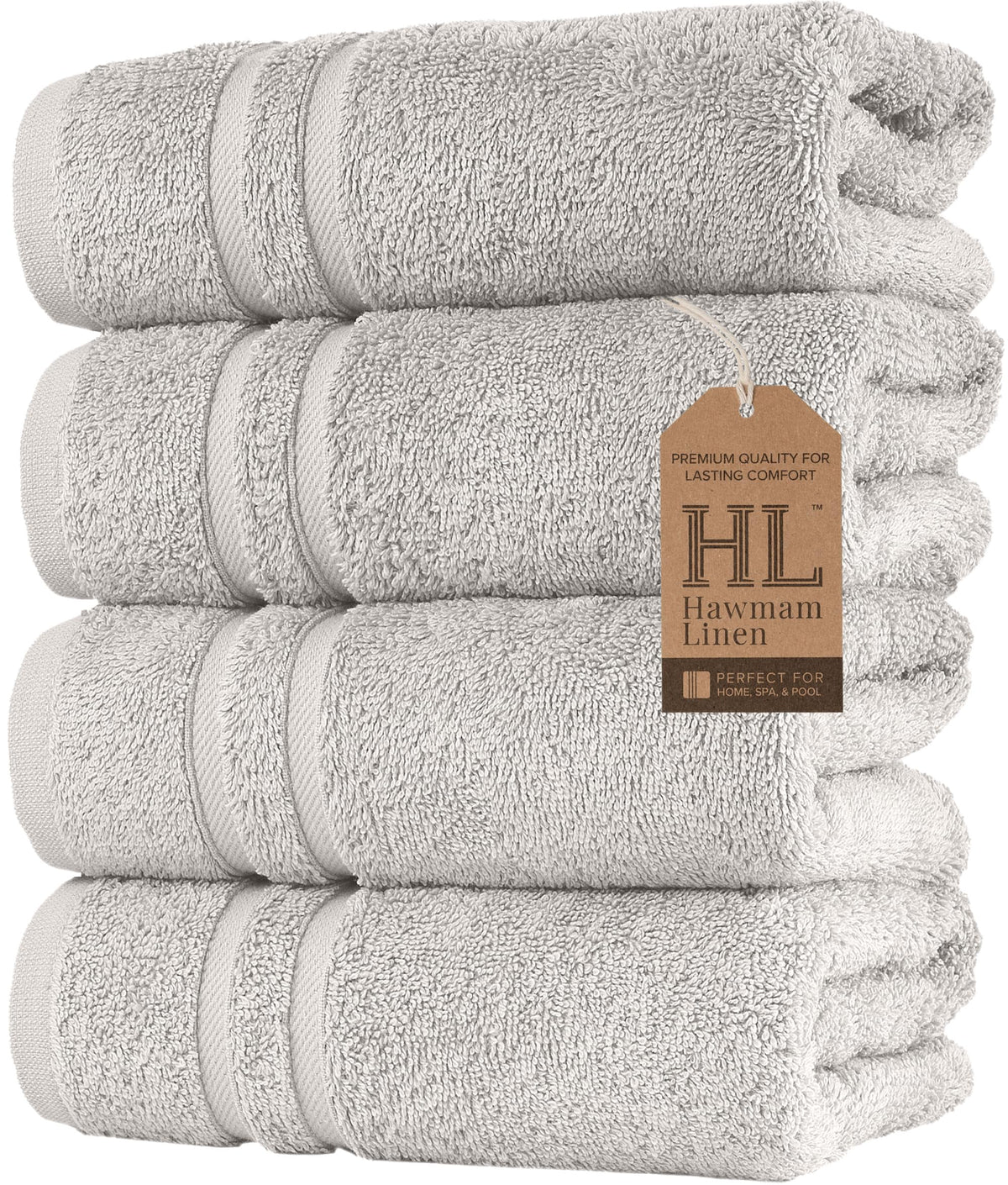 Hawmam Linen Cream 6 Piece Bath Towels Set for Bathroom Original Turkish Cotton Soft, Absorbent and Premium 2 Bath Towels, 2 Hand Towels, 2 Washcloths (Sea Salt)