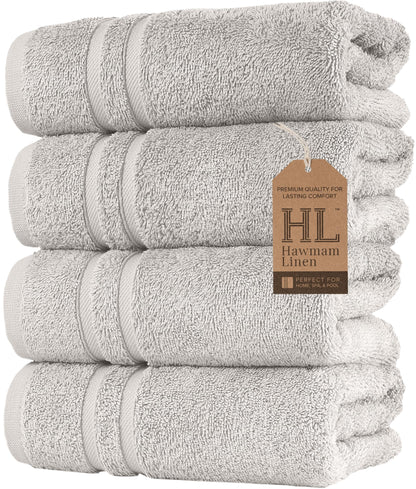 Hawmam Linen Cream 6 Piece Bath Towels Set for Bathroom Original Turkish Cotton Soft, Absorbent and Premium 2 Bath Towels, 2 Hand Towels, 2 Washcloths (Sea Salt)