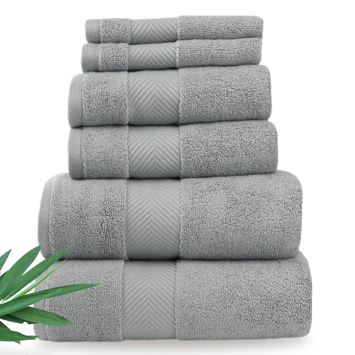 Alusa Home Ultra Soft & Plush Viscose from Bamboo Bath Towels - 700 GSM Luxury Bath Towels - 6 Piece Set - Super Absorbent & Quick Drying (Eucalyptus Green)