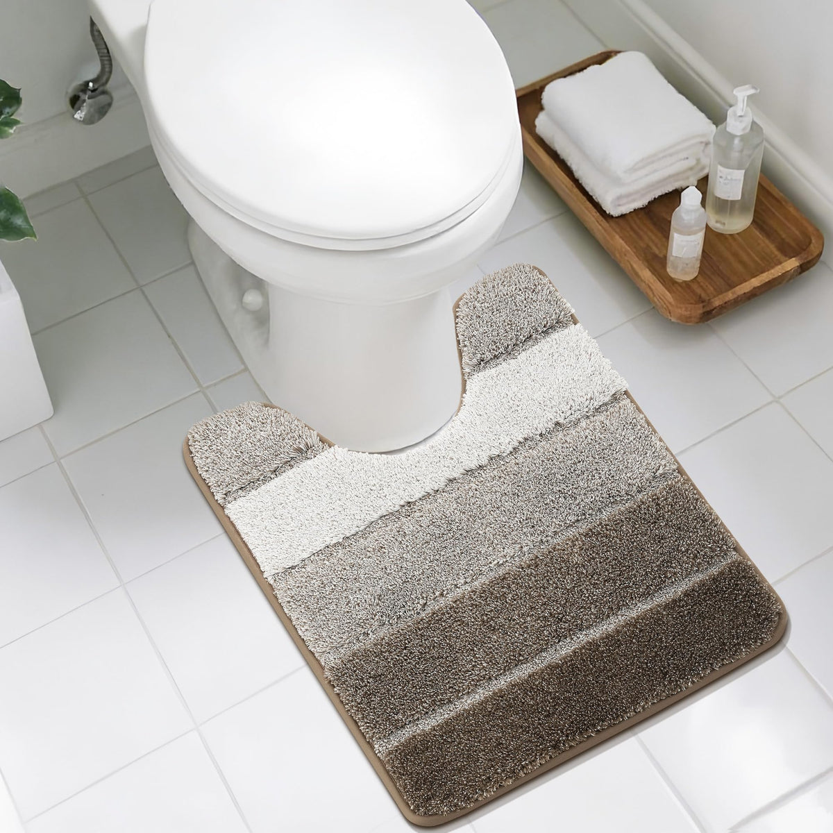 COSY HOMEER Bathroom Rugs 24x17,Ultra Soft Absorbent Bath Mat,Grey
