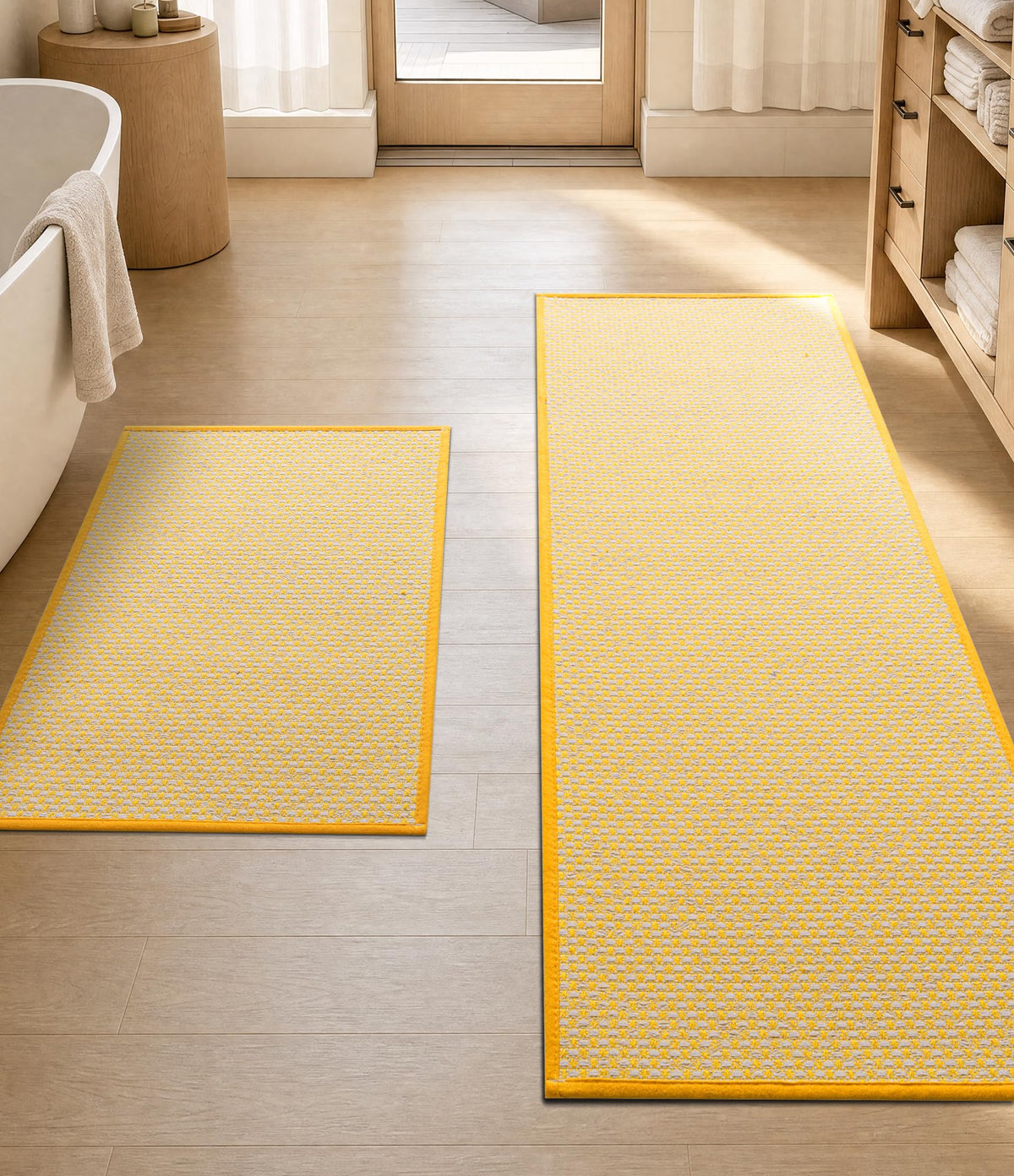 YIHOUSE Black Bathroom Rugs Sets 2 Pieces,Thin Bath Mat Quick Dry