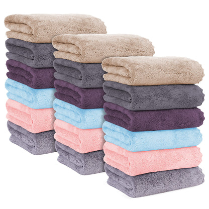 MOONQUEEN 6 Pack Premium Hand Towels - Quick Drying - Microfiber Coral Velvet Highly Absorbent Towels - Multipurpose Use as Hotel, Bathroom, Shower, Spa, Hand Towel 16 x 28 inches (Brown)