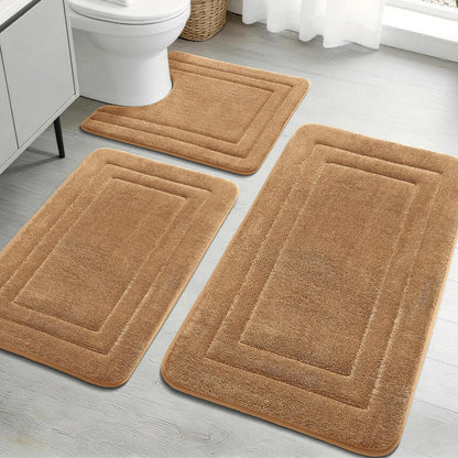 YIHOUSE 2-Piece Towel-Like Memory Foam Bathroom Rug Set, Dark Grey