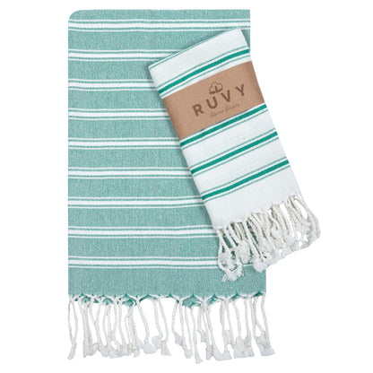 Ruvy Home Basics Turkish Hand Towels for Bathroom Set of 2 | 18"x40", Cotton | Decorative Towel for Bathroom, Kitchen, Dishcloth, Tea, Yoga, Face, Gym - Beige
