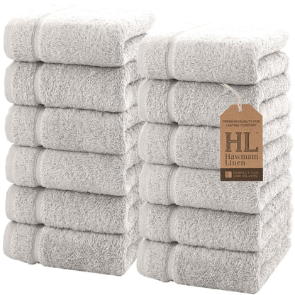 Hawmam Linen Cream 6 Piece Bath Towels Set for Bathroom Original Turkish Cotton Soft, Absorbent and Premium 2 Bath Towels, 2 Hand Towels, 2 Washcloths (Sea Salt)