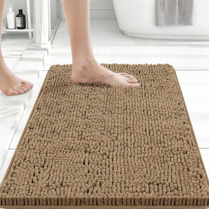 Bcoimo Bath Rug Mat,Sage Chenille High Absorbent Long Bathroom Runner Rugs