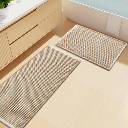 Smiry Waffle Bathroom Rugs Sets 2 Piece (30x20+24x16, Brown)