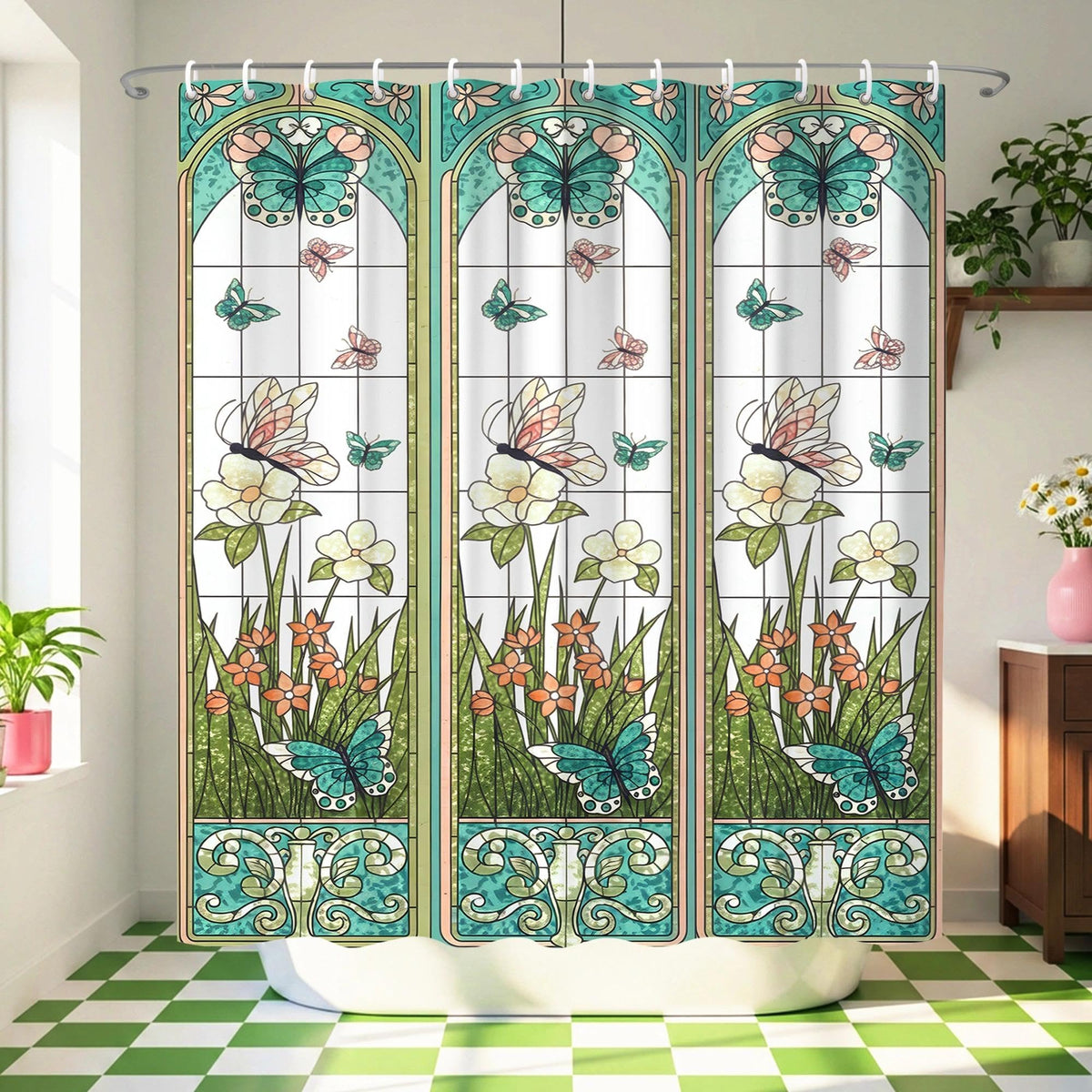 Gothic Witchy Dark Academia Bookshelf Shower Curtain 72x72 Inches