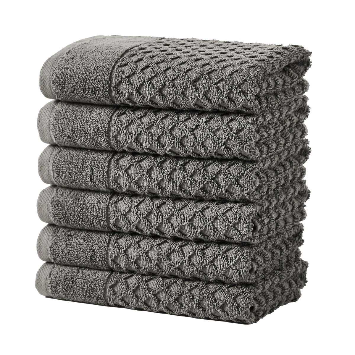 Great Bay Home Bath Towels - 100% Cotton 6 Piece Towel Set - Diamond Waffle Weave - Absorbent, Durable, Quick-Dry Towels for Bathroom (Copper)