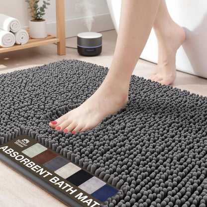 Neater Home Plush Bathroom Rugs 36x24 Thick Chenille Quick Dry Microfiber Absorbent Bath Mat, Soft Bath Rugs, Machine Washable Bathroom Floor Mat for Tub Shower Sink, Home Decor Accessories, Green