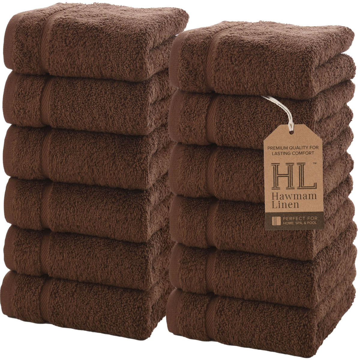 Hawmam Linen Cream 6 Piece Bath Towels Set for Bathroom Original Turkish Cotton Soft, Absorbent and Premium 2 Bath Towels, 2 Hand Towels, 2 Washcloths (Sea Salt)