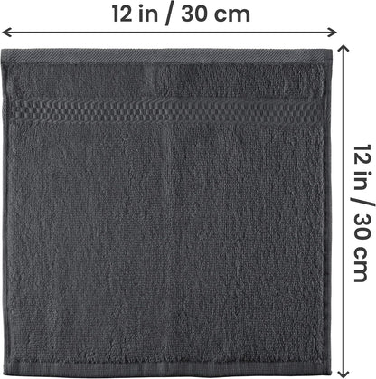 Utopia Towels 12 Pack Premium Wash Cloths Set, 12 by 12 Inches, 100% Cotton Ring Spun, Highly Absorbent and Soft Feel Essential Washcloths for Bathroom, Spa, Gym, and Face, Grey