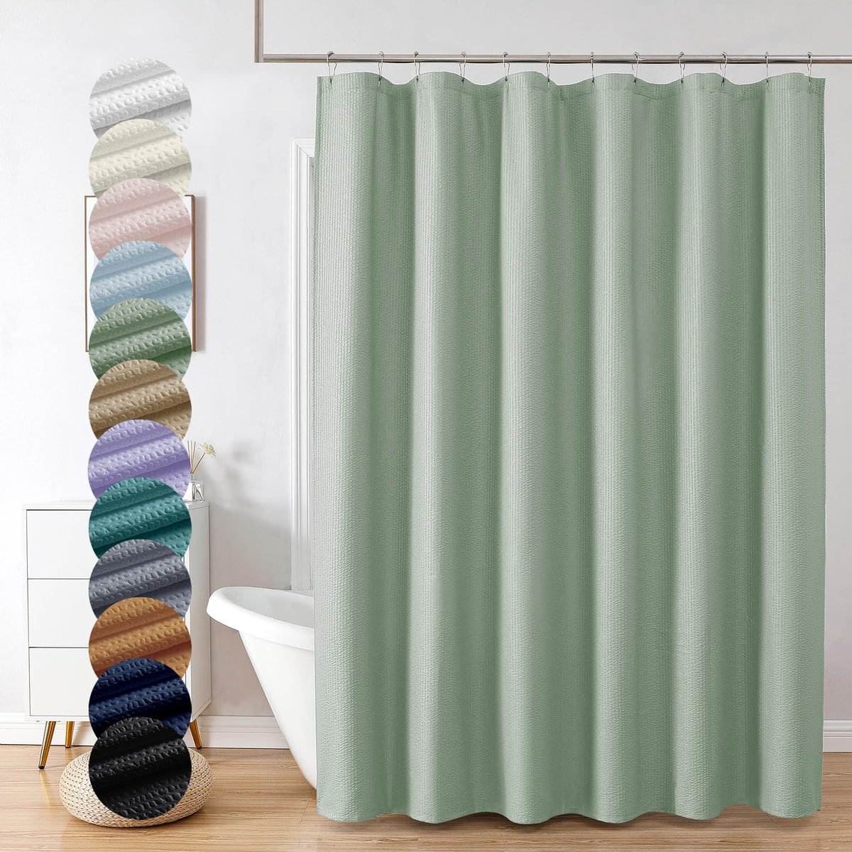 OVZME Berry Cute Shower Curtain, Embossed Textured Fabric Shower Curtain for Bathroom - Soft Cloth & Hotel Spa Luxury, Water Repellent, Machine Washable Shower Curtain, 72X72, Glacier Blue