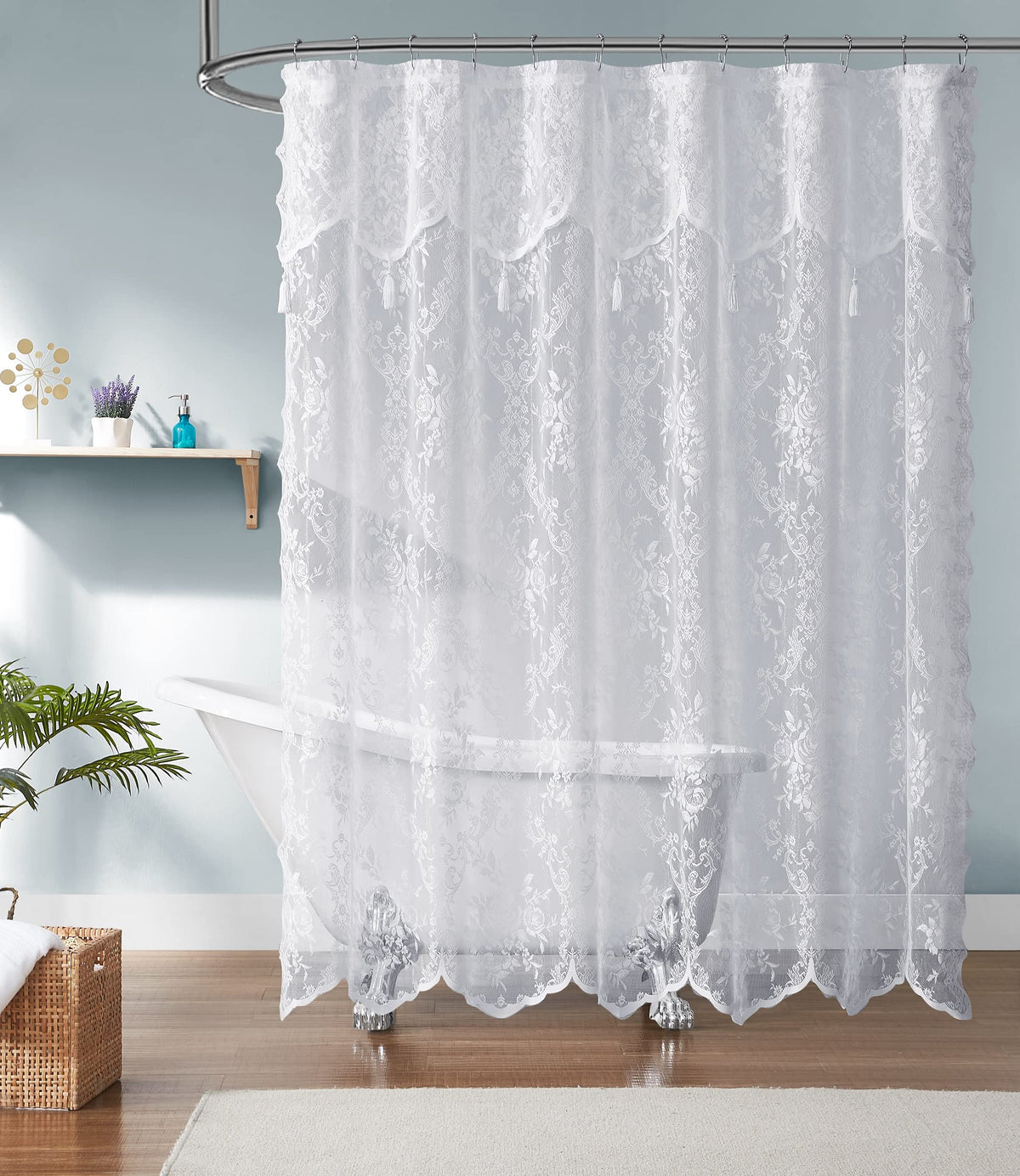 Warm Home Designs Golden Lace Shower Curtain with Valance. LAU Linen 72