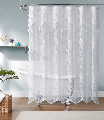 Warm Home Designs Golden Lace Shower Curtain with Valance. LAU Linen 72