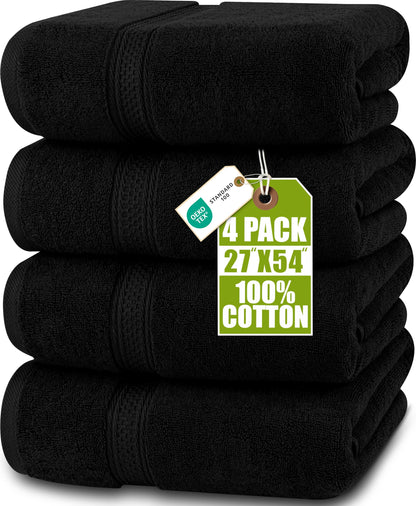 Utopia Towels 4 Pack Premium Bath Towels, 27x54 in, 600 GSM Cotton Grey