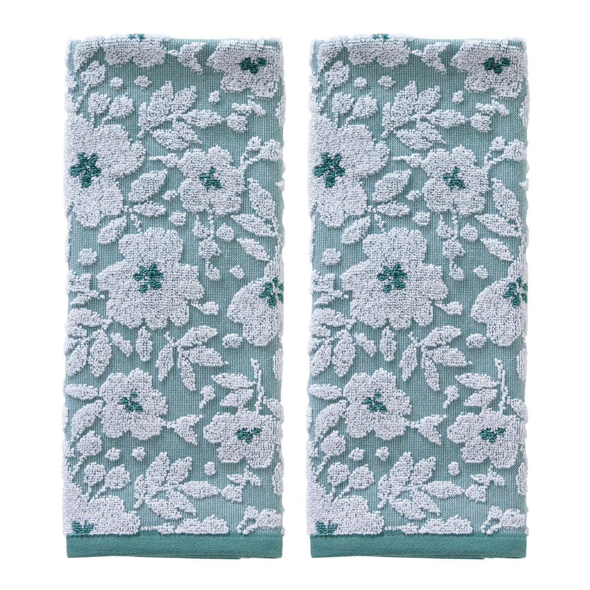 SKL Home Floral Hand Towel Set-2pc, 100% Cotton Jacquard, Gray